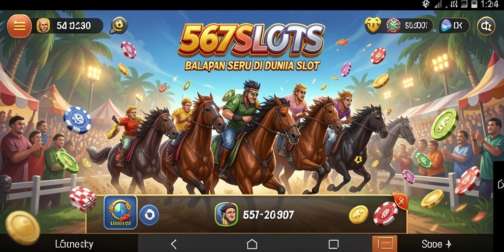 Tampilan gameplay seru 567SLOTS dengan balapan motor yang mendebarkan.