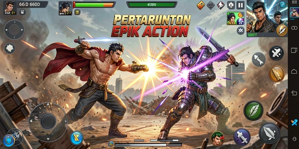 Screenshot gameplay 66D dengan aksi pertarungan yang mendebarkan.