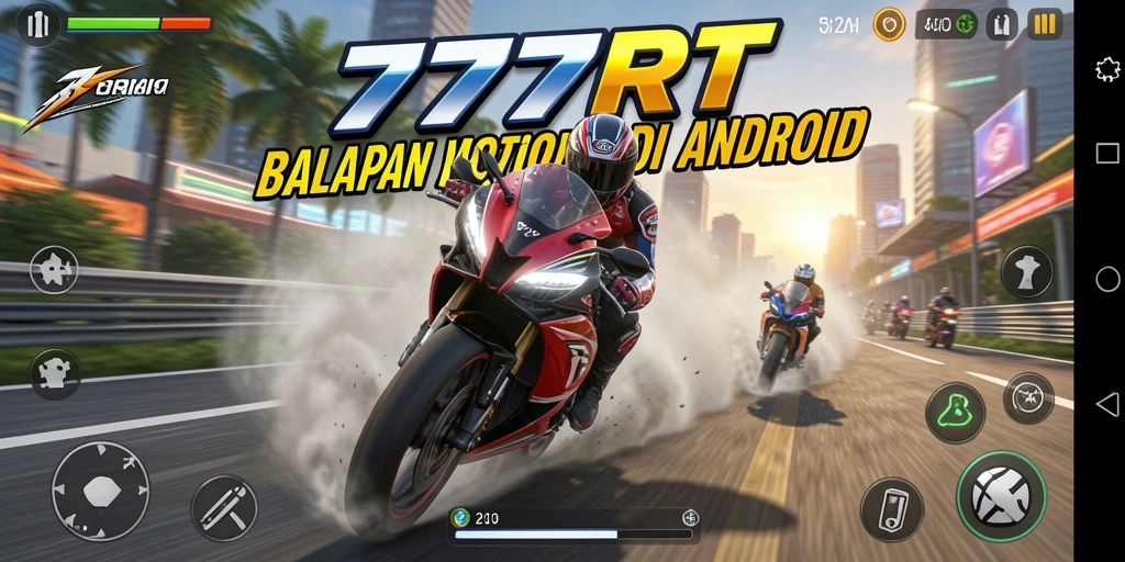 Tampilan gameplay mendebarkan dalam balapan motor di 777RT.