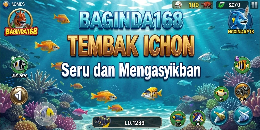 Tampilan screenshot gameplay BAGINDA168 menembak ikan dengan penuh aksi.