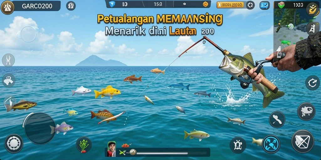 Tangkapan ikan yang sukses dalam gameplay GARCO200.