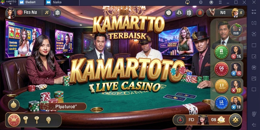 Screenshot permainan KAMARTOTO menampilkan dealer Live Casino yang profesional.