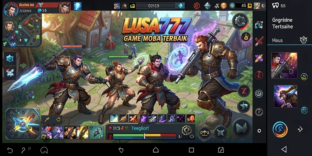 Screenshot utama LUSA777 menampilkan aksi seru dari pertempuran MOBA.