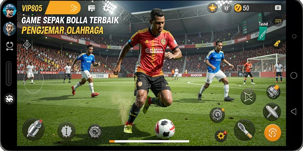 Tampilan gameplay mendebarkan dalam permainan sepak bola VIP805.